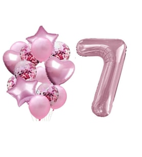 Pembe 7 Yaş Folyo Balon Set