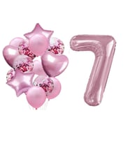 Pembe 7 Yaş Folyo Balon Set