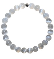MMİF SELENİT BİLEKLİK %100 1. KALİTE DOĞAL TAŞ UNİSEX 8MM BEYAZ (Parlak Beyaz)