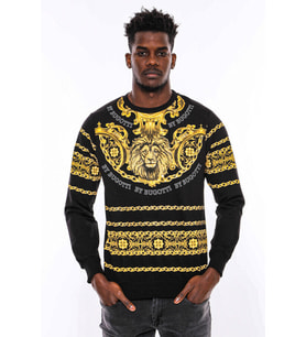 Siyah Bisiklet Yaka Baskılı Sweatshirt - Wessi