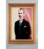 Çerçeveli Paspartulu Atatürk Tablo a70 (Gold)