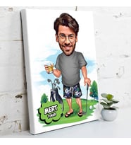 Golf Oyuncusu Karikatürlü Kanvas Tablo