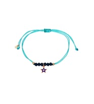 Gümüş Yıldız Motifli Taşlı Makrome Bileklik - B070801