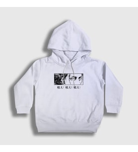 Presmono Unisex Çocuk Beyaz Eren Yeager Flowers Anime Attack On Titan Kapüşonlu Sweatshirt 314529tt (Beyaz)