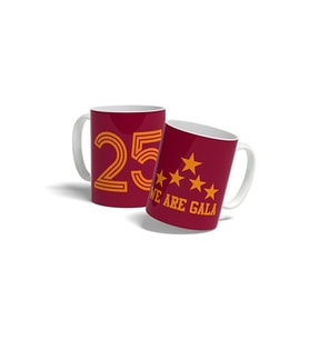 25. Şampiyonluk Sarı Kırmızı Taraftar 5 Yıldız Kupa Bardak We Are Gala Kupa Hediye Porselen Kupa (Beyaz)