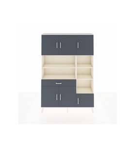 Arges Dolap 10 Raflı Tek Çekmeceli 6 Kapaklı 132x30x195 Aytaşı-Antrasit/Antrasit