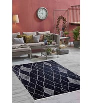Dijital Kaymaz Yıkanabilir Antrasit Geometrik Salon Halısı Mutfak Halısı Koridor Halısı Yolluk HLN1037