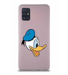 Samsung Galaxy M31S Soft Premier Kapak Donald Duck-F Tasarımlı Silikon Kılıf - Pudra (Şeffaf)