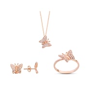 Kelebek Rose Gümüş Set  GMS144 (Çok Renkli)