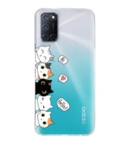 Oppo A52/A72/A92 Uyumlu Kedi Karakterler Tasarımlı Şeffaf Telefon Kılıfı