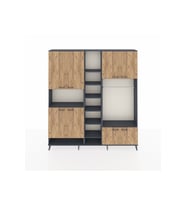Arges Dolap 18 Raflı 8 Kapaklı Tek Askılı 220x30x243 Antrasit-Çam/Antrasit