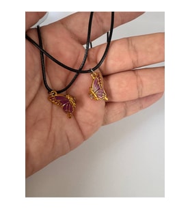 Mor Mıknatıslı Kelebek Kolye – Unisex, Çift ve Arkadaşlık Hediye Seti