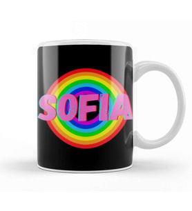 Sofia Name Personalized Custom   Vintage Retro Rainbow Style Design Gift Baby Gift For Her Kupa Bardak Porselen