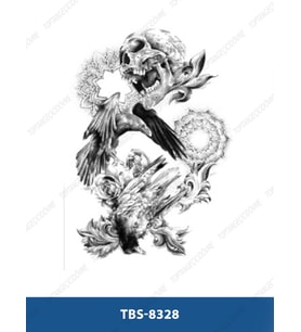 TBS-8328 ORTA BOY KURUKAFA VE AKBABA DESEN GEÇİCİ DÖVME-TATTO