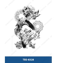 TBS-8328 ORTA BOY KURUKAFA VE AKBABA DESEN GEÇİCİ DÖVME-TATTO