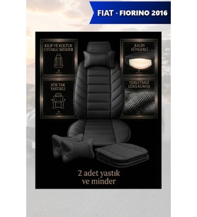 fiat fiorino 2016 Koltuk ve Kılıf uyumlu Lüks Minder Yastık Siyah 2 Minder 2 Yastık