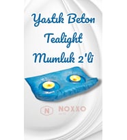 Dekoratif El Yapımı Beton Yastık Mumluk 2’li Tealight Mumluk Modern Dekor İç Mekan İçin Şık Tasarım (Mavi)