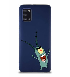 Samsung Galaxy A31 Soft Premier Kapak Plankton Tasarımlı Silikon Kılıf - Lacivert (Şeffaf)