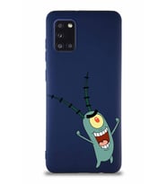 Samsung Galaxy A31 Soft Premier Kapak Plankton Tasarımlı Silikon Kılıf - Lacivert (Şeffaf)