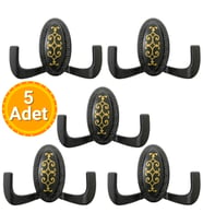 5 Adet Metal Vestiyer Askılığı - Mat Siyah, Desenli, Dayanıklı, Elbise ve Mobilya Askılığı