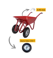 Kanat Plus İki Tekerlek Demonte El Arabası 0.90 mm Sac Şişme 350-7 Ebat Teker