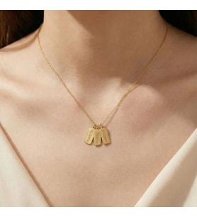 Kişiye Özel 925 Ayar Gümüş Minimalist 3 Plaka İsim Kolye (Gold)