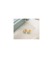 925 Ayar Gold Zirkon Taşlı Yuvarlak Aralık Ayı Blue Topaz Gümüş Küpe