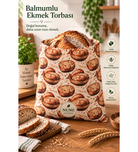 NUMI Naturals Balmumlu Ekmek Saklama Torbası – 35x35 cm