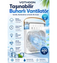 Taşınabilir Işıklı 5 Spreyli Vantilatör Buzlu Buharlı Vantilatör Mini Fan Nemlendirici Buharlı 600