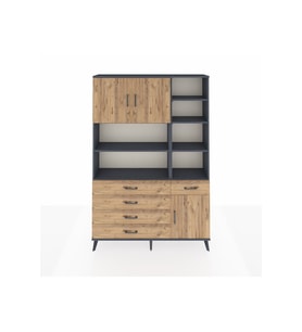 Arges Gardrop 9 Raflı 5 Çekmeceli 3 Kapaklı 132x30x195 Antrasit-Çam