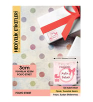 Fiyonklu Doğum Günü Etiketi - 3cm - 130 Adet Folyo Sticker