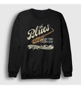 Presmono Unisex Siyah Hard Times Müzik Blues Sweatshirt 532071tt