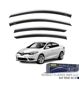 Niken Renault Fluence 2009 -Kromlu Cam Rüzgarlığı 4 LÜ (Siyah)