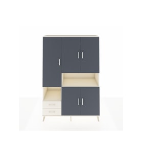 Hyperion Dolap 10 Raflı 2 Çekmeceli 5 Kapaklı 132x44x195 Aytaşı-Antrasit/Aytaşı