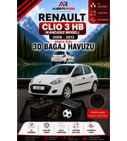 Renault Clio 3 HB (Kancasiz Model) 2006 - 2012 Araca Özel 3D Bagaj Havuzu