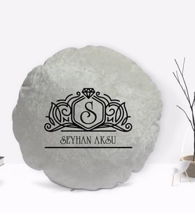 BK Gift Kişiye Özel İsimli Yuvarlak Dekoratif Kırlent Yastık-13