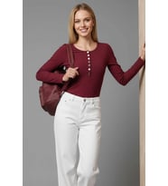 Çıtçıt Detaylı Bluz Bordo