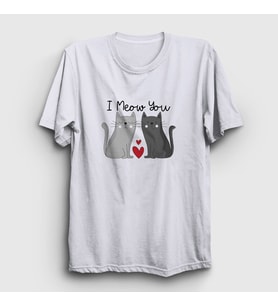 Presmono Unisex Beyaz I Meow You Kedili Sevgili T-Shirt 458690tt
