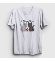 Presmono Unisex Beyaz I Meow You Kedili Sevgili T-Shirt 458690tt