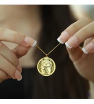 Kişiye Özel 925 Ayar Gümüş Çin Şans Kedisi Model Kolye (Gold)