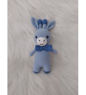 Mavi Miniş Zürafa Uyku Arkadaşı Amigurumi Organik Oyuncak