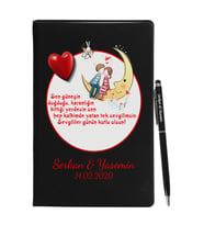 Sevgililer Gününe Özel Siyah Defter Kalem Seti 22