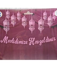 Mevlidimize Hoş Geldiniz Banner Yazı Mevlüt Süsleri Pembe-