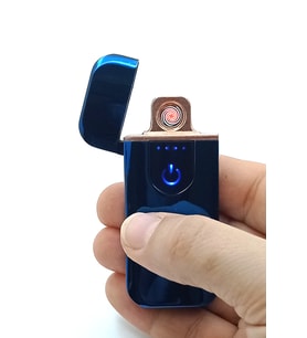 Parmak İzli Dokunmatik  Usb Şarjlı Anti-rüzgar  Elektronik Çakmak Mavi