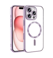 Apple iPhone 16 Pro için Magsafe ile uyumlu Kılıf Kamera Lensli Korumalı Şeffaf (Lila)