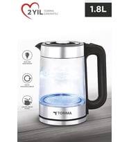Torima TY-083-18X29A Cam Ledli Kettle 1500W 1.8L Su Isıtıcı (Beyaz)