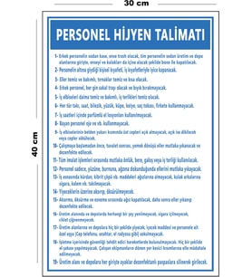 Metal Personel Hijyen Talimatı 30 cm x 40 cm A3 Büyüklüğünde Uyarı Levhası Yönlendirme Tabelası