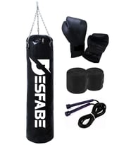Desfabe Boxing Star 70x25 Cm Zincirli Boks Kum Torbası Siyah+El Sargı Bandajı+Boks Eldiveni+Atlama İpi