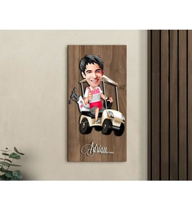 BK Gift Kişiye Özel Golf Oyuncusu Karikatürlü Kabartma Figürlü Ahşap Tablo-6, Arkadaşa Hediye, Sevgiliye Hediye, Duvar Dekoru