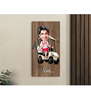 BK Gift Kişiye Özel Golf Oyuncusu Karikatürlü Kabartma Figürlü Ahşap Tablo-6, Arkadaşa Hediye, Sevgiliye Hediye, Duvar Dekoru